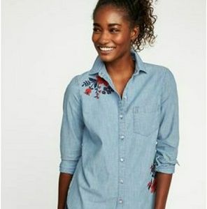 OLD NAVY CLASSIC EMBROIDERED CHAMBRAY SHIRT
